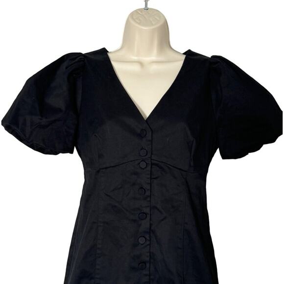 NWT J.Crew Button Front Puff Sleeve Mini Dress Black Size 4 - Picture 8 of 12